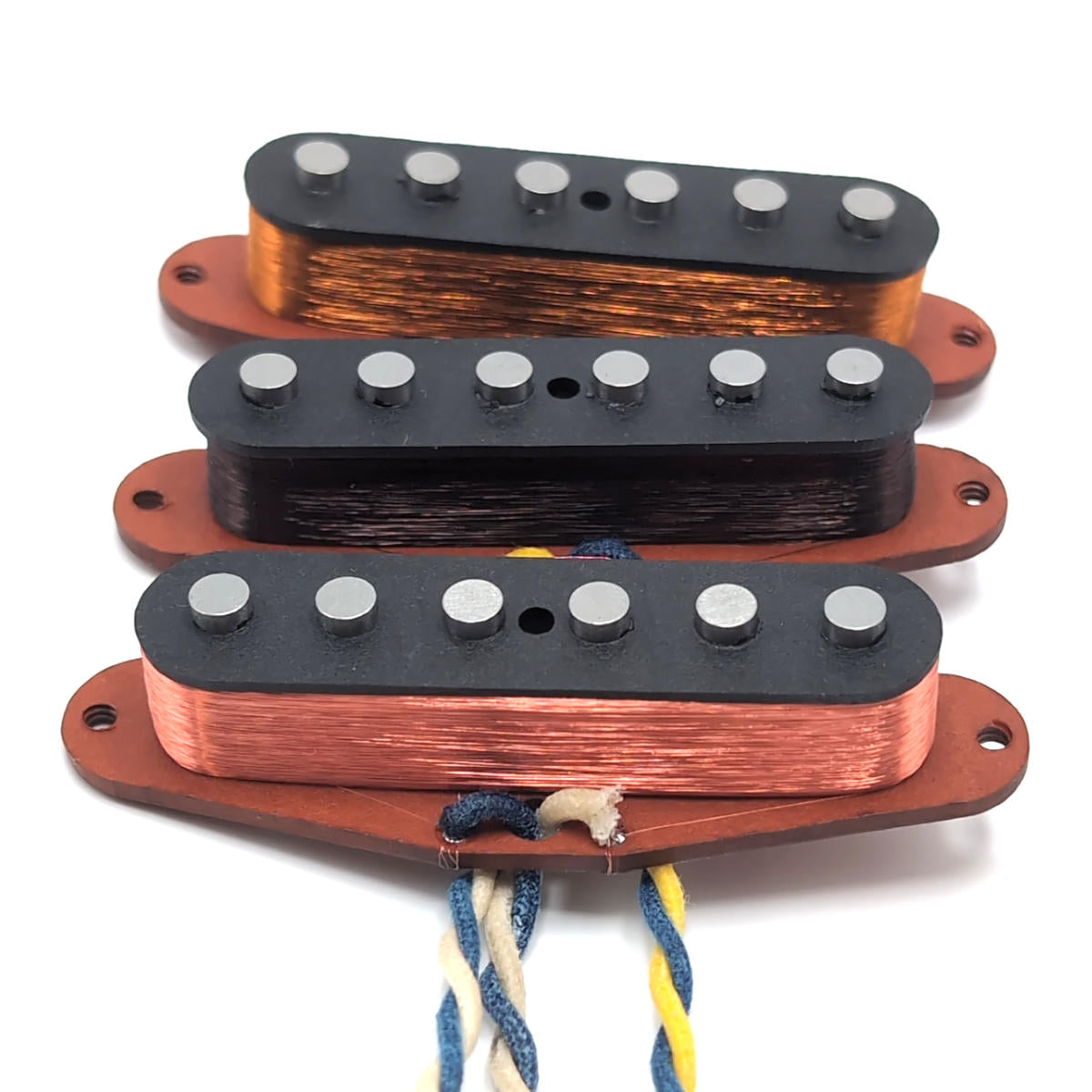 3 pickups for stratocaster style guitars with black flatwork.